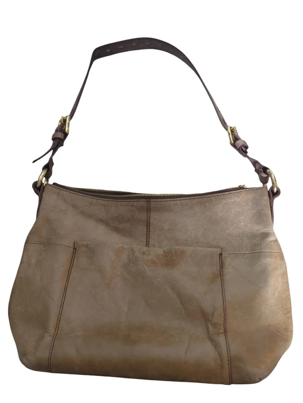 Vtg Y2K HOBO Brown International Charlie Leather Shoulder Hobo Bag Slouchy Boho